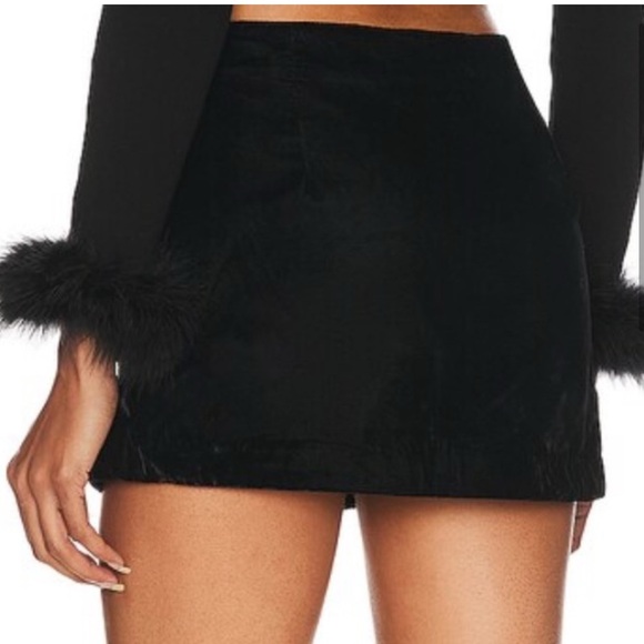 Free People Annalise Velvet Mini Skirt, Black, NWT, Size 2 - Picture 3 of 10